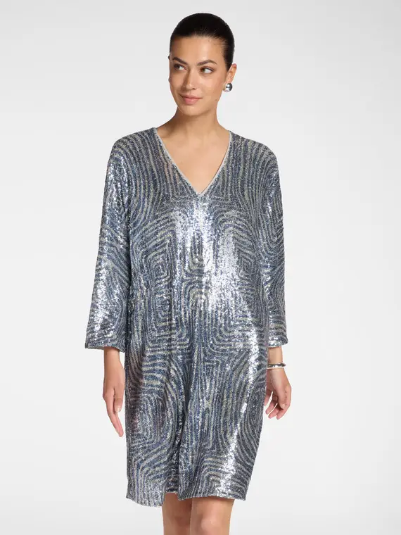 Abito in paillettes Donna, Grigio (42 IT) miniatura 3