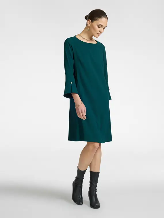 Abito in tessuto crêpe Donna, Verde miniatura 3