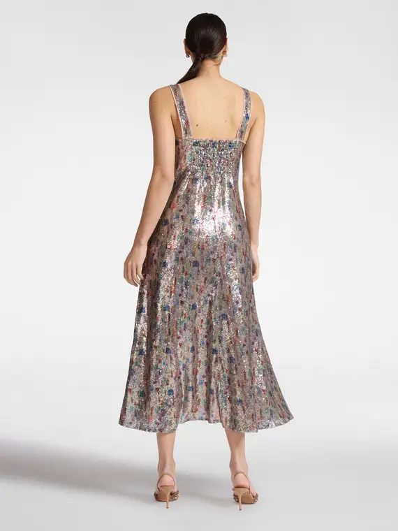 Abito in tulle con paillettes Donna, Grigio miniatura 2