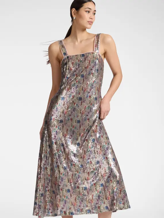 Abito in tulle con paillettes Donna, Grigio