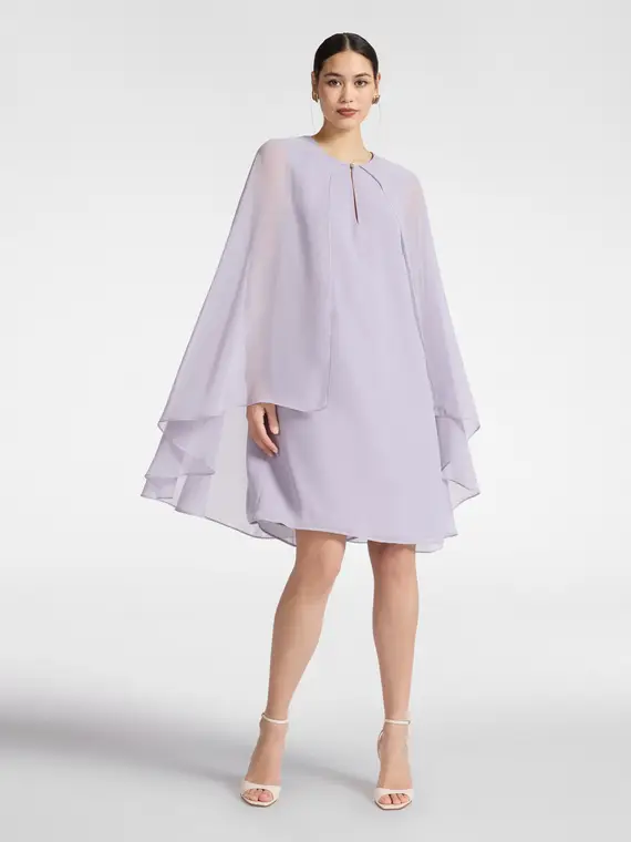 Abito layered in georgette Donna, Viola miniatura 3