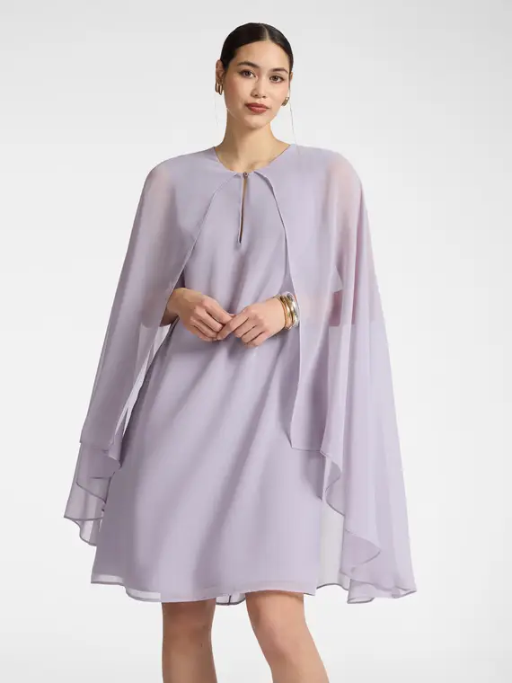 Abito layered in georgette Donna, Viola