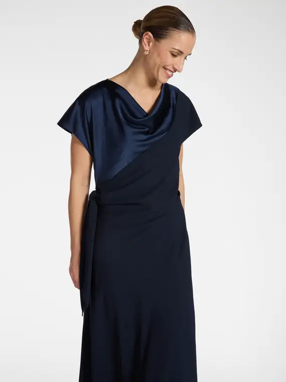 Abito lungo con nodo laterale Donna, Blu