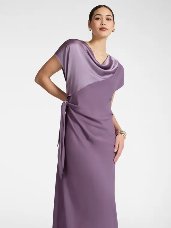 Abito lungo con nodo laterale Donna, Viola