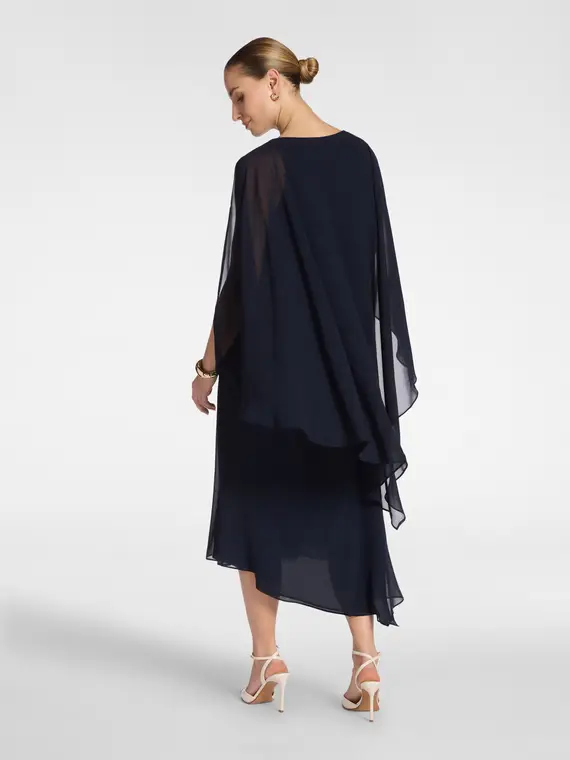 Abito lungo in georgette Donna, Blu miniatura 2