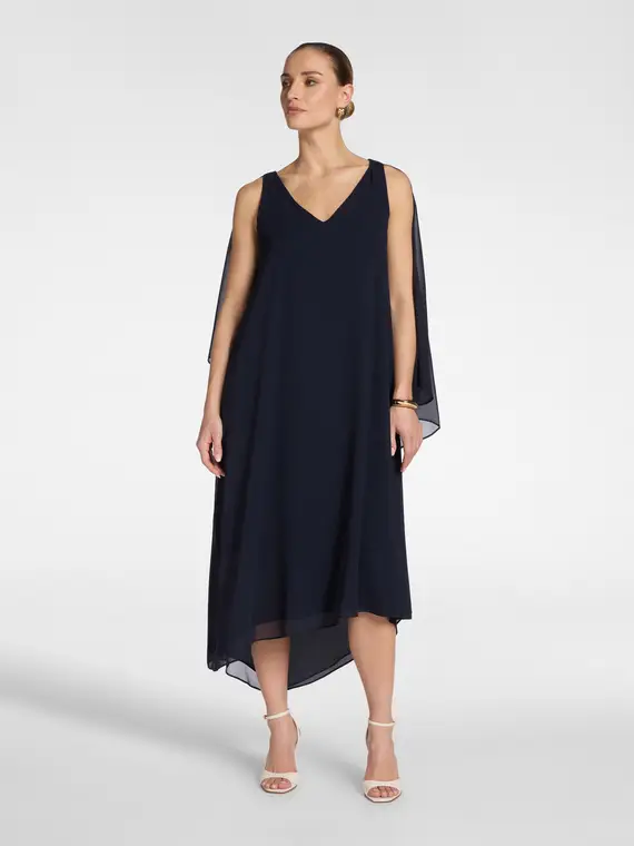 Abito lungo in georgette Donna, Blu miniatura 3