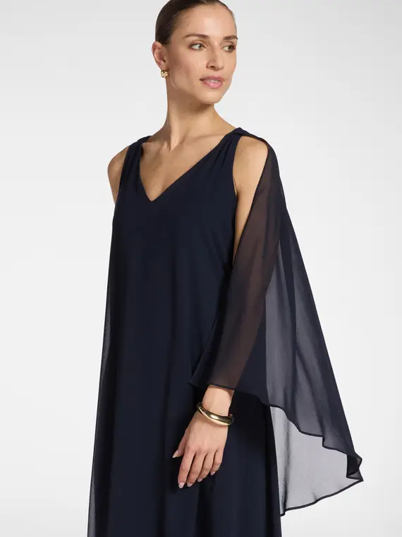 Abito lungo in georgette Donna, Blu