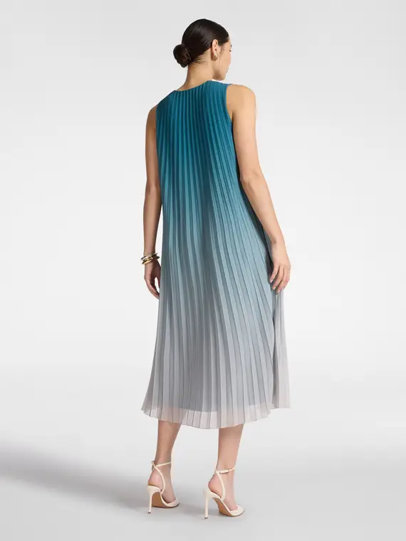 Abito lungo plissé Donna, Verde acqua miniatura 2