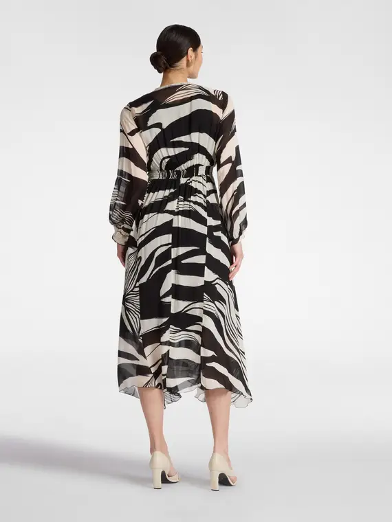 Abito lungo stampato Donna, Nero miniatura 2