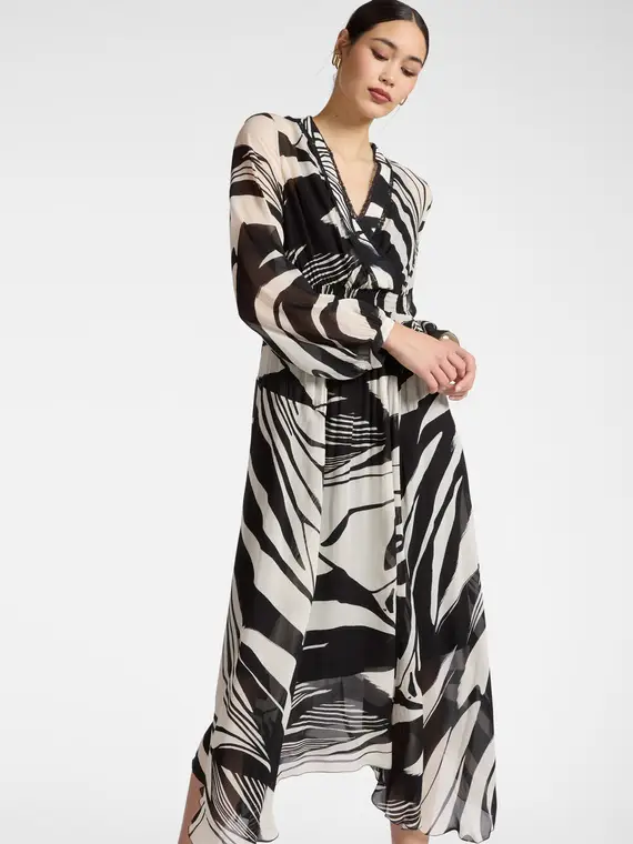 Abito lungo stampato Donna, Nero