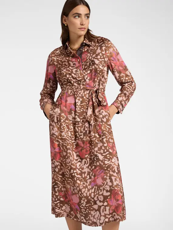 Abito stampato Donna, Marrone miniatura 3