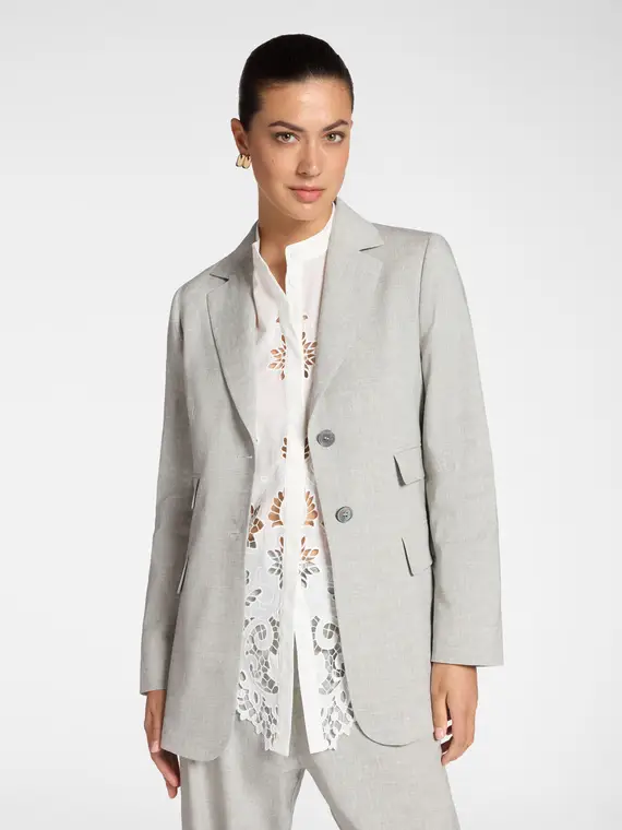 Blazer in misto lino monopetto Donna, Grigio