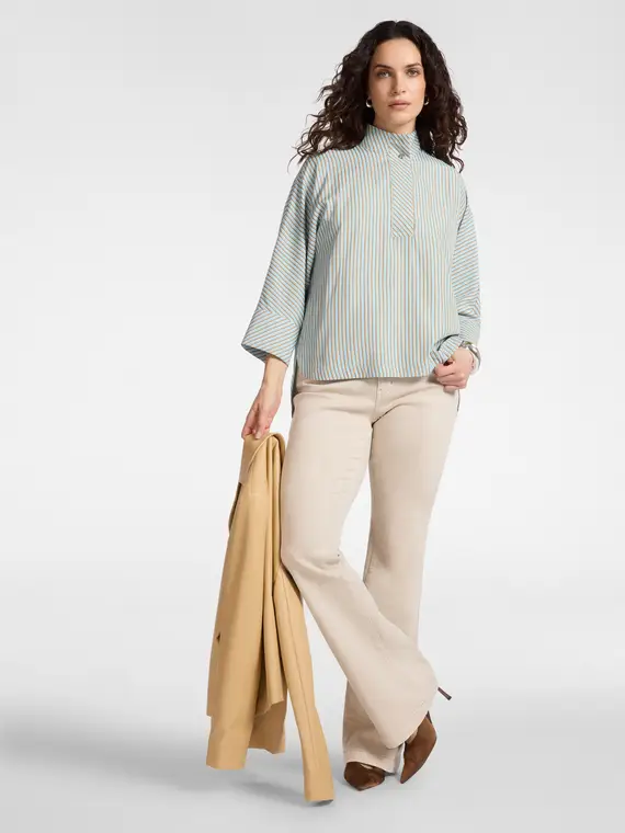 Blusa boxy rigata Donna, Azzurro (42 IT) miniatura 3