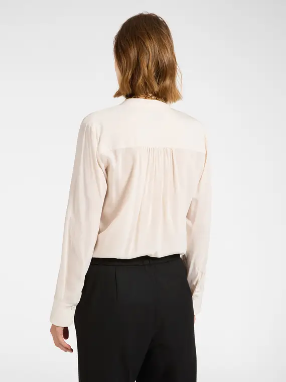 Blusa con arricciature Donna, Bianco miniatura 2