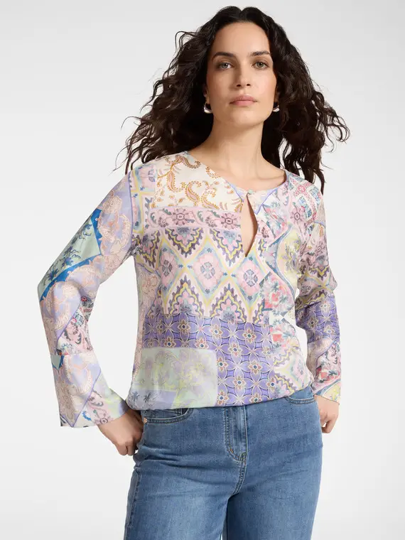 Blusa con stampa bandana Donna, Viola