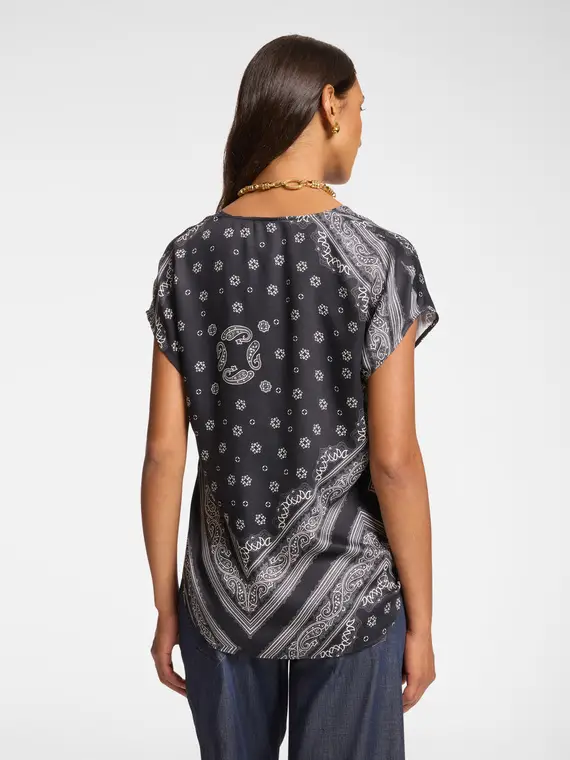 Blusa dalla stampa foulard Donna, Nero miniatura 2
