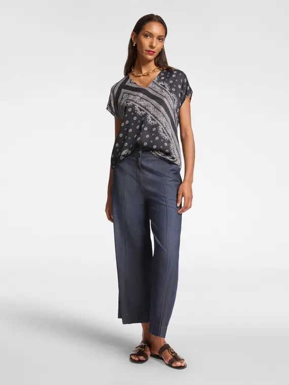 Blusa dalla stampa foulard Donna, Nero miniatura 3