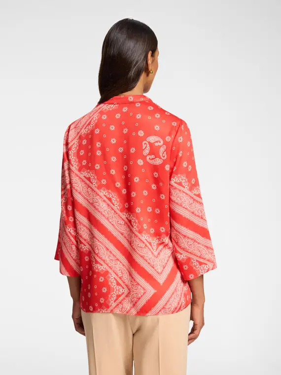 Blusa dalla stampa foulard Donna, Rosso miniatura 2