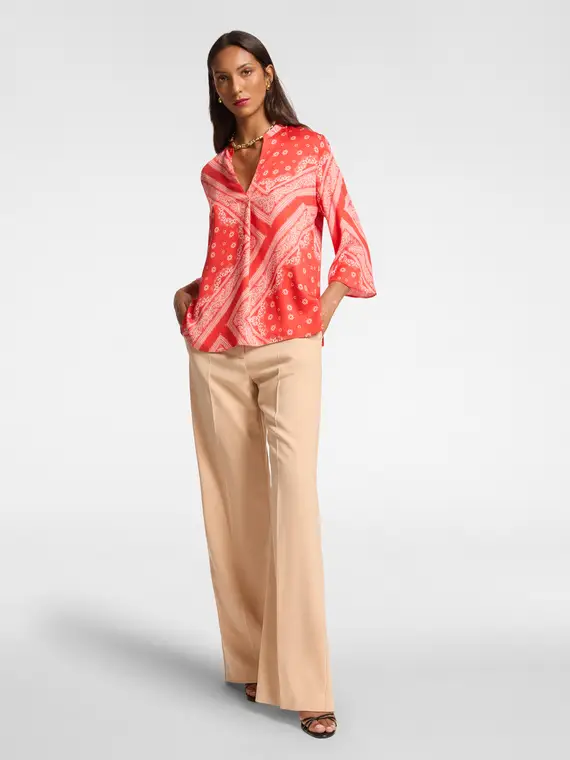 Blusa dalla stampa foulard Donna, Rosso miniatura 3