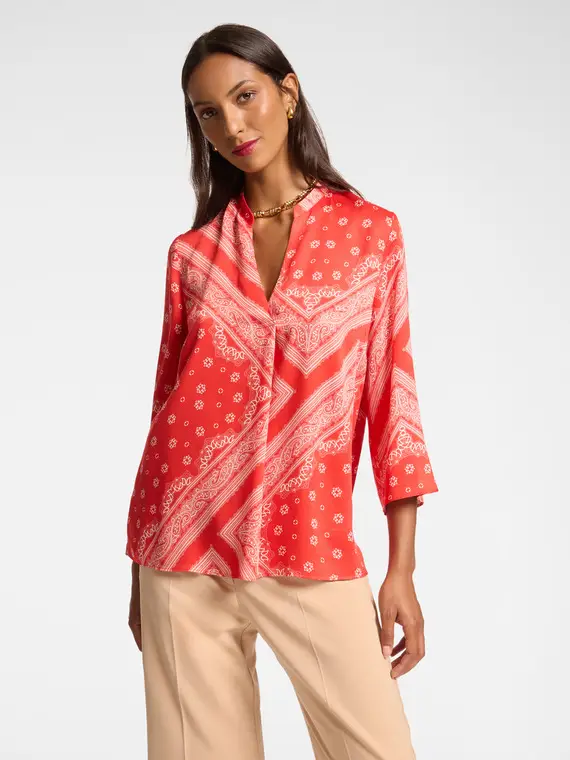 Blusa dalla stampa foulard Donna, Rosso