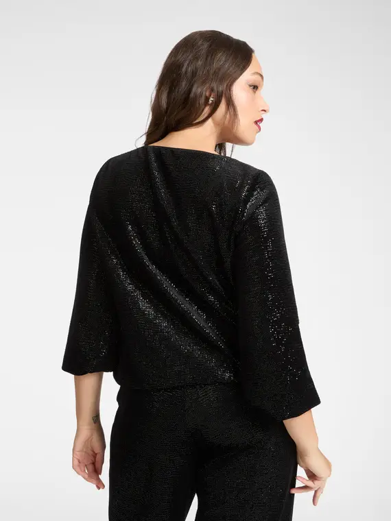 Blusa in ciniglia laminata Donna miniatura 2