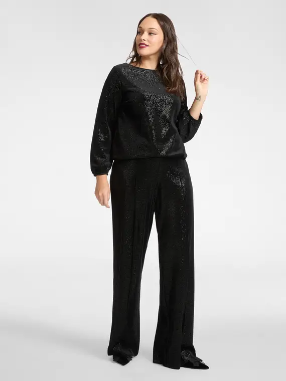 Blusa in ciniglia laminata Donna miniatura 3