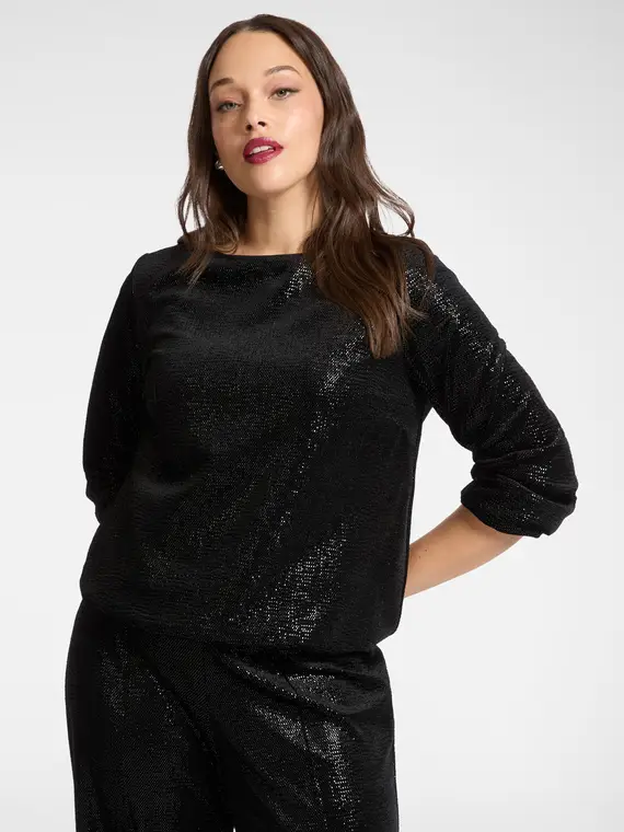 Blusa in ciniglia laminata Donna