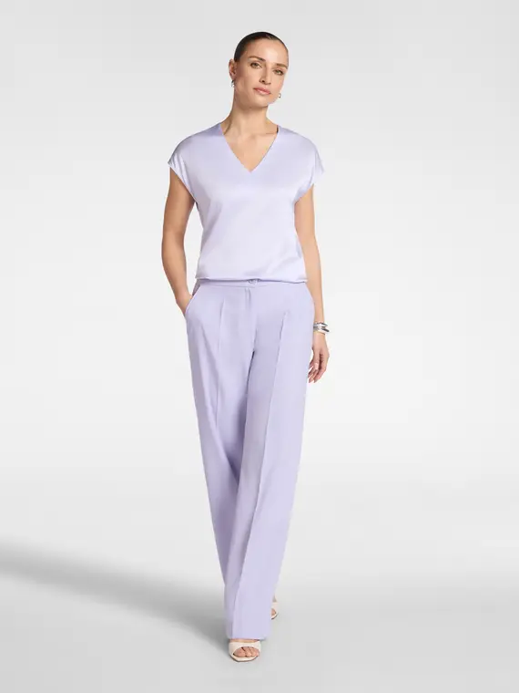 Blusa in raso con scollo a V Donna, Viola miniatura 3