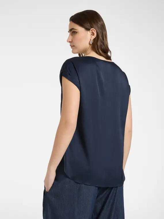 Blusa in raso Donna, Blu miniatura 2