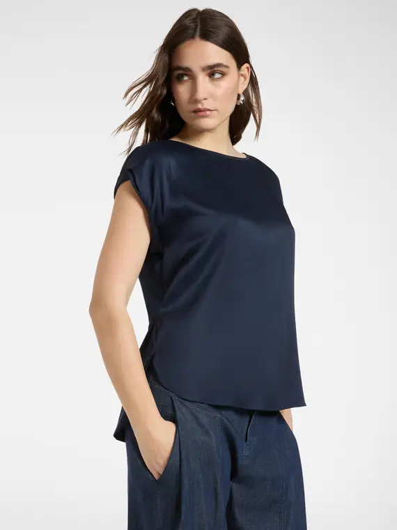 Blusa in raso Donna, Blu