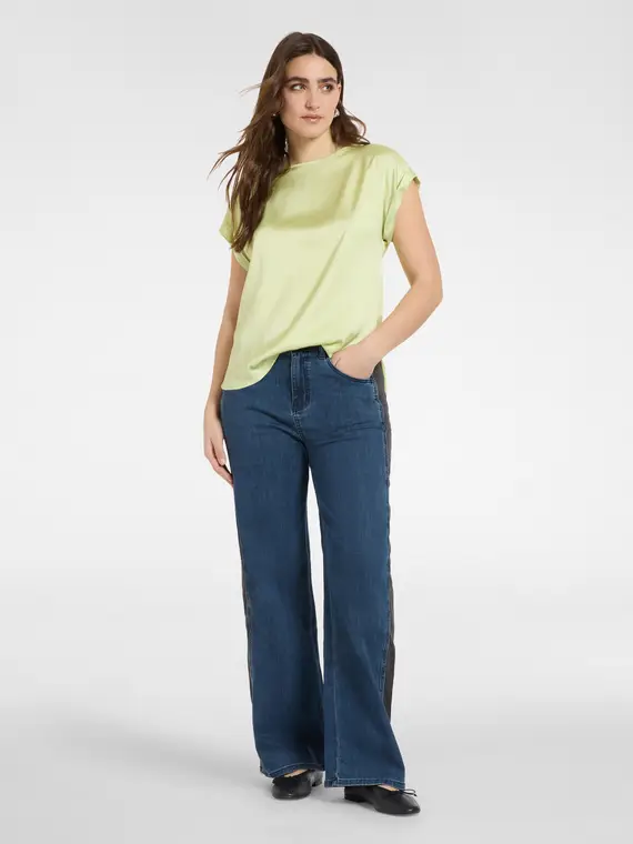 Blusa in raso Donna, Giallo miniatura 3