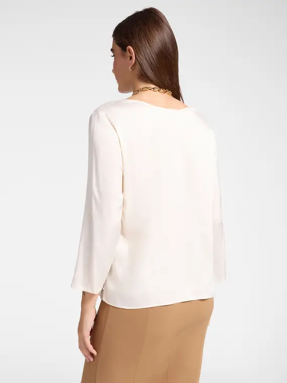 Blusa in raso stretch Donna, Bianco miniatura 2