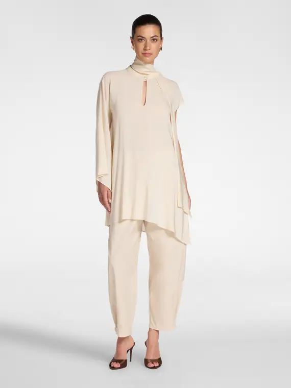 Blusa lunga asimmetrica con fusciacca Donna, Beige (42 IT) miniatura 3