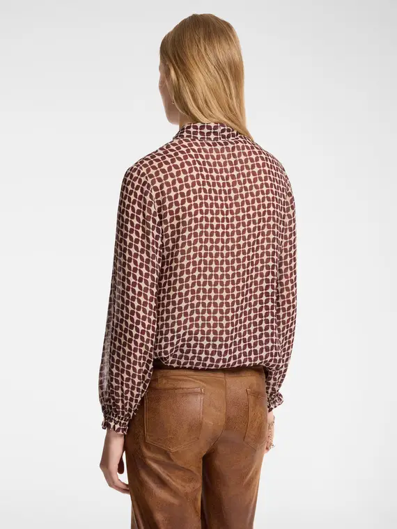 Blusa stampata con fusciacca Donna, Bordeaux miniatura 2