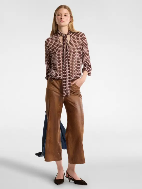 Blusa stampata con fusciacca Donna, Bordeaux miniatura 3