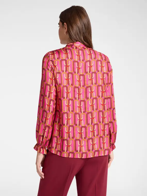 Blusa stampata con fusciacca Donna, Fucsia miniatura 2