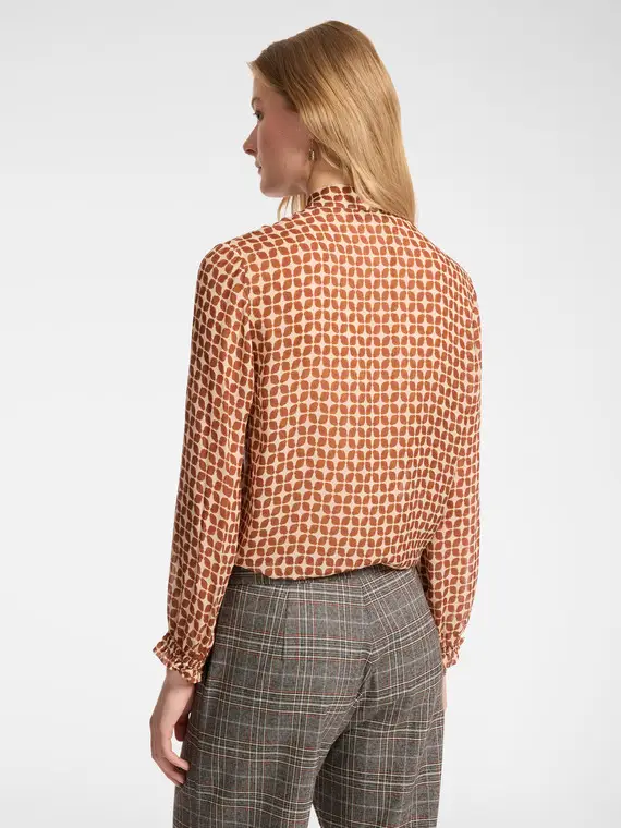 Blusa stampata con fusciacca Donna, Marrone miniatura 2