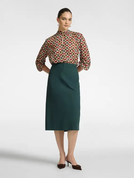 Blusa stampata Donna, Bordeaux miniatura 3