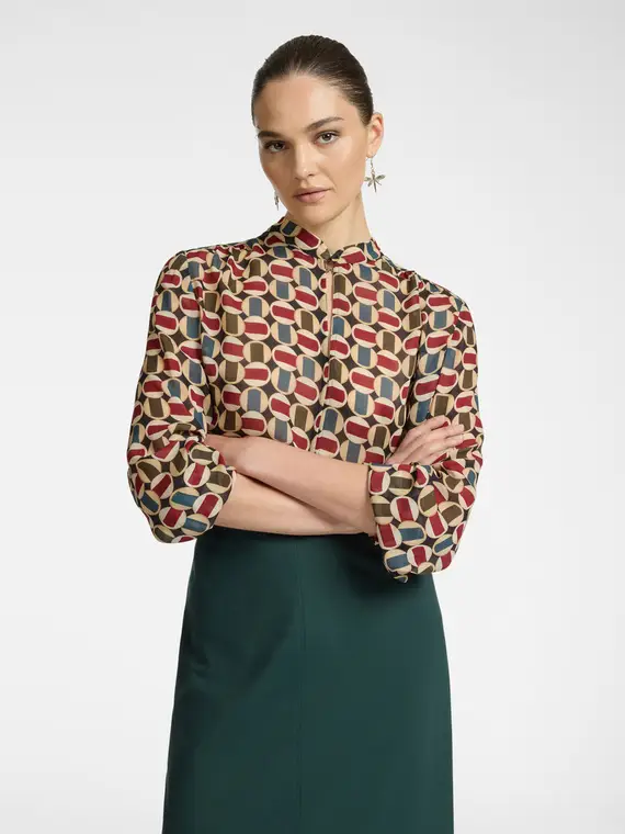 Blusa stampata Donna, Bordeaux