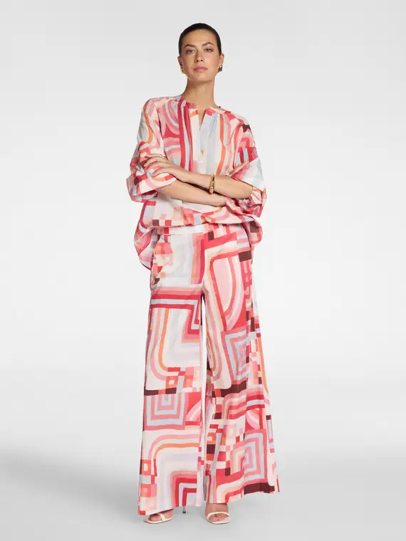 Blusa stampata Donna, Rosso (44 IT) miniatura 3