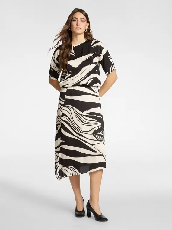 Blusa stampata in twill di viscosa Donna, Nero (46-48 IT) miniatura 3