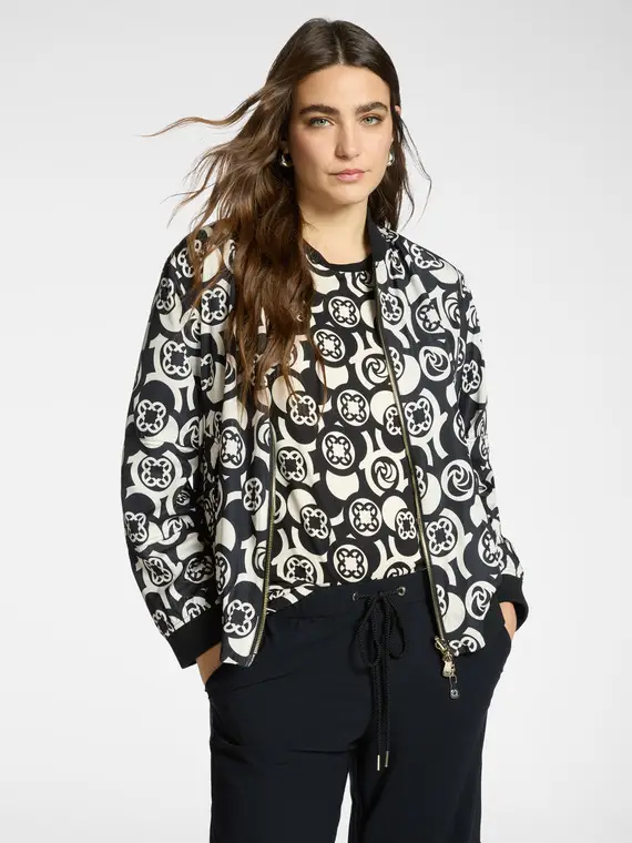 Bomber dalla stampa Monogram Donna, Nero