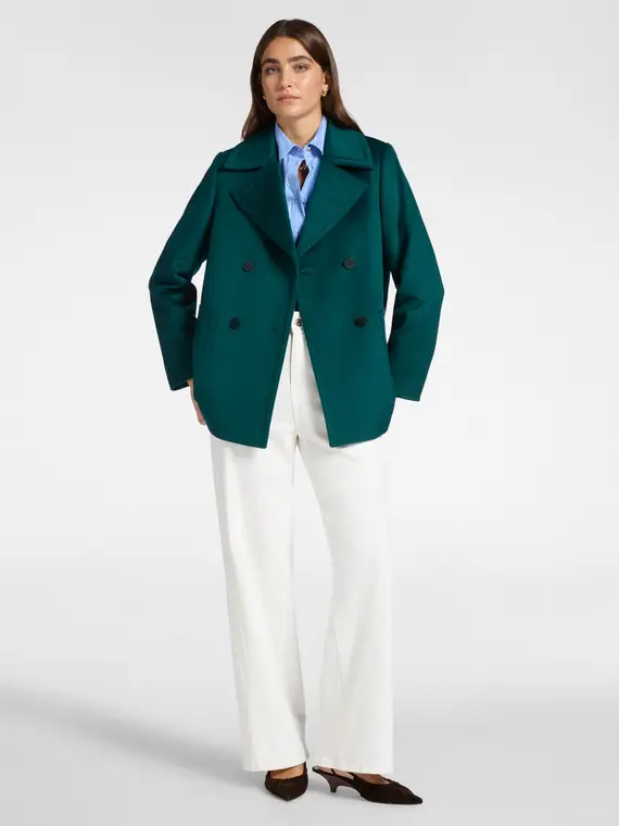 Caban doppio petto Donna, Verde miniatura 3