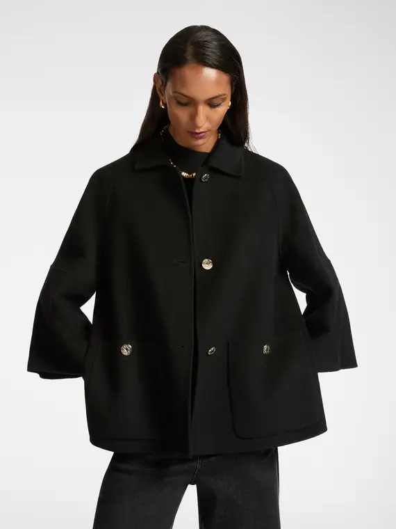 Caban in tessuto double Donna, Nero (52-54 IT)