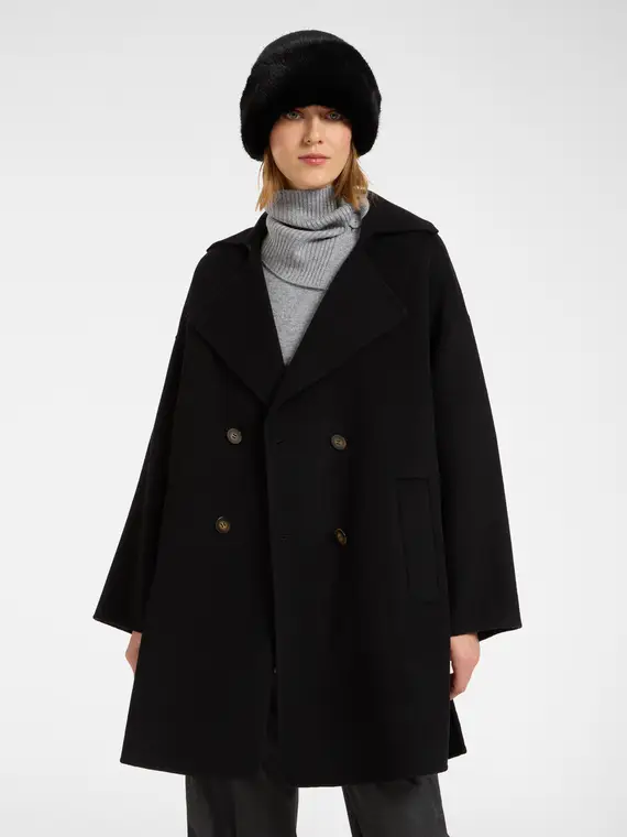 Caban sartoriale con ampio collo Donna, Nero