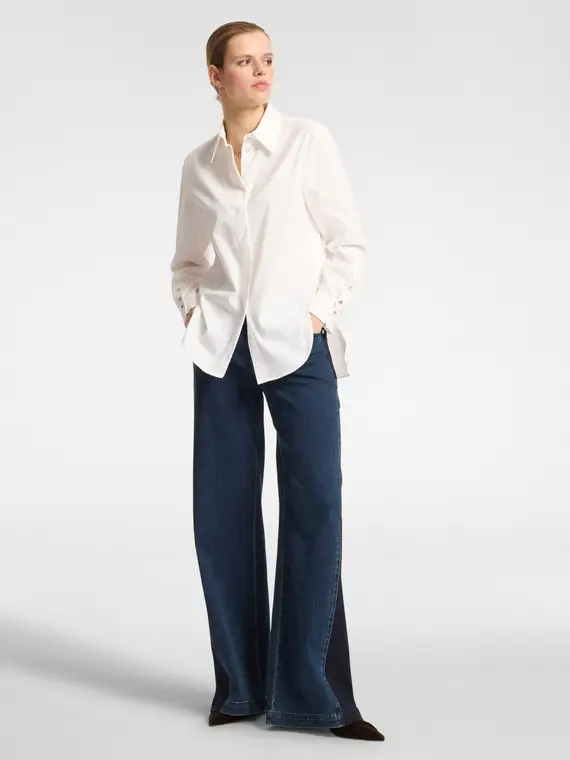 Camicia ampia in popeline Donna, Bianco miniatura 3