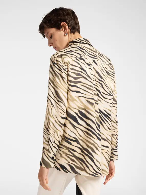 Camicia animalier Donna, Beige miniatura 2