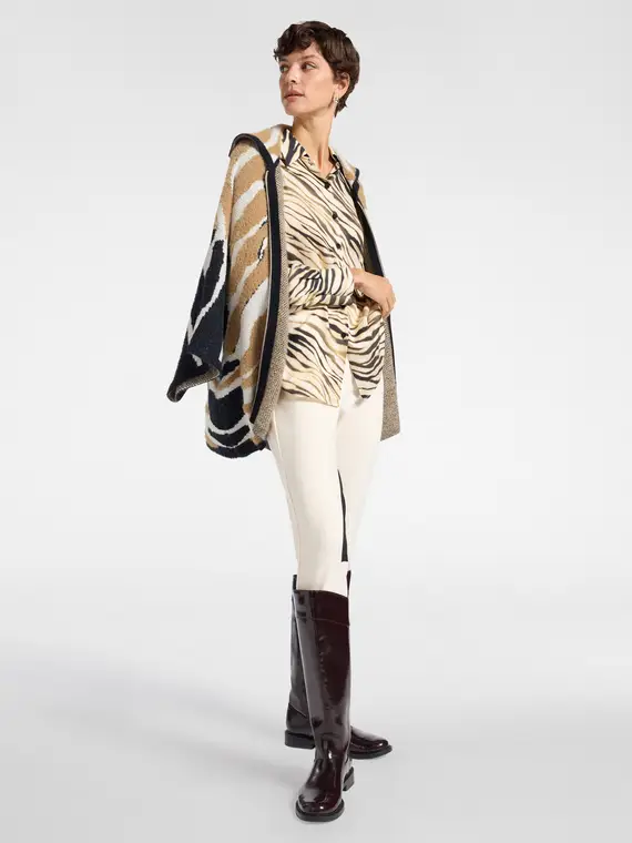 Camicia animalier Donna, Beige miniatura 3