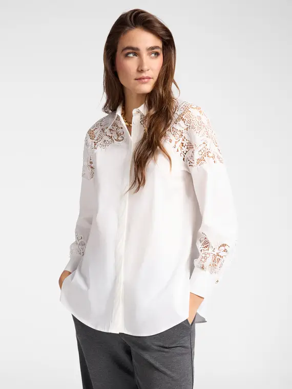 Camicia con pizzo Donna, Bianco