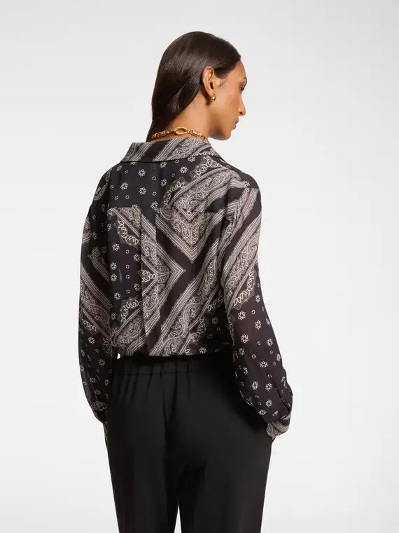 Camicia dalla stampa foulard Donna, Nero miniatura 2
